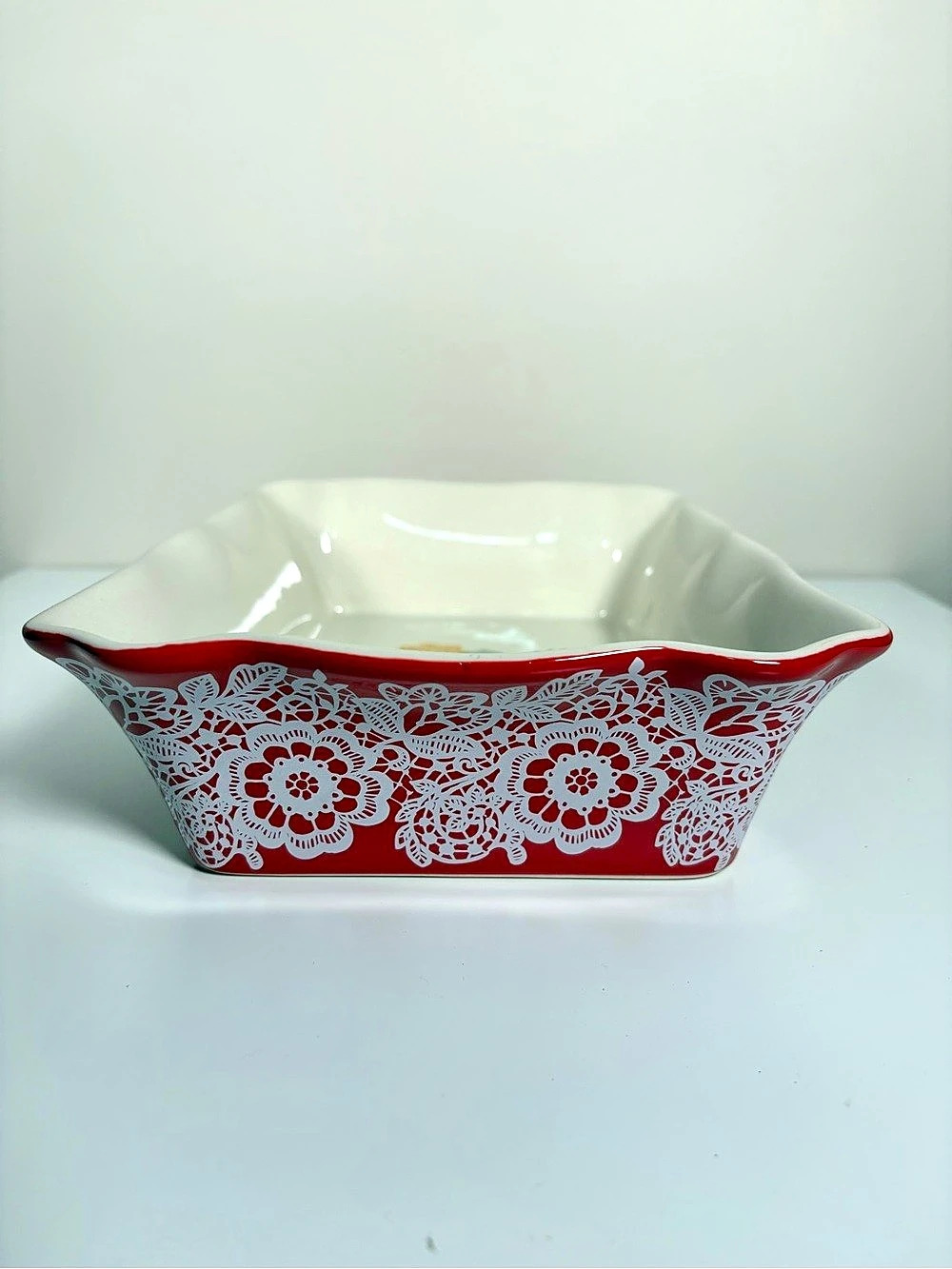Pioneer Woman Red & White Floral Serving Dish